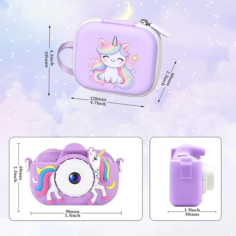worfty Kids Camera Case Compatible with MAVOKIS/Envyvip/Seckton/KIZJORYA/Goopow Digital Video Camera Toys Camcorder Storage Holder Carrying - Purple Unicorn(Case Only) - Image 3